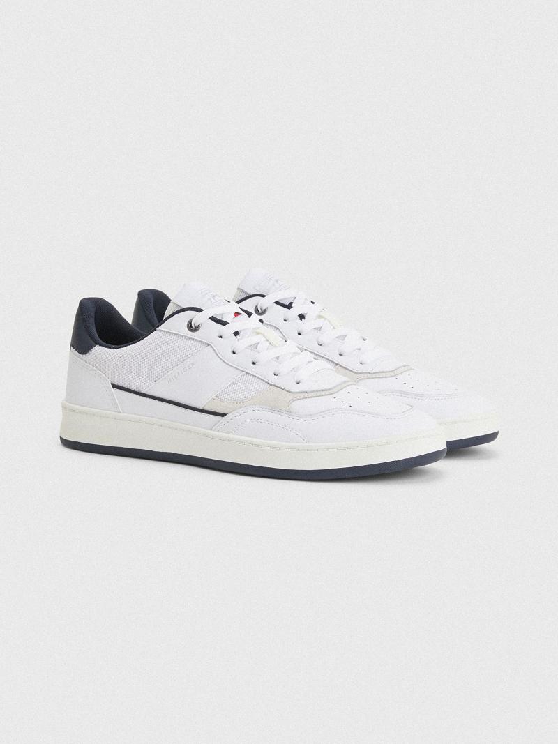 Férfi Tommy Hilfiger Bőr cupsole Sneaker Fehér | HU 1406WNB